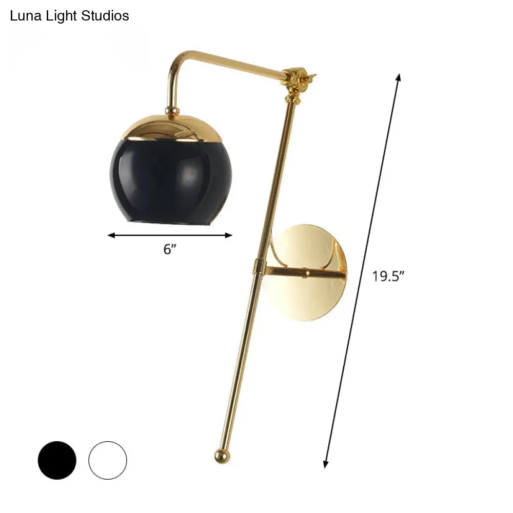 DecorBites™ Modern Clear/Black Glass Ball Wall Sconce Light Fixture with Metal Arm - Bedside Lighting