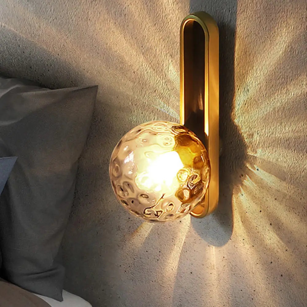DecorBites™ Modern Clear/Cream Glass Orb Wall Light with Brass Mount