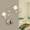 DecorBites™ Modern Clear Crystal Chrome Wall Lamp with Swirling Arm and Flower Shade- 2 Bulbs Surface Sconce