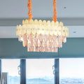 DecorBites™ Modern Clear Crystal Island Chandelier - 12 Light Oval Pendant for Dining Room
