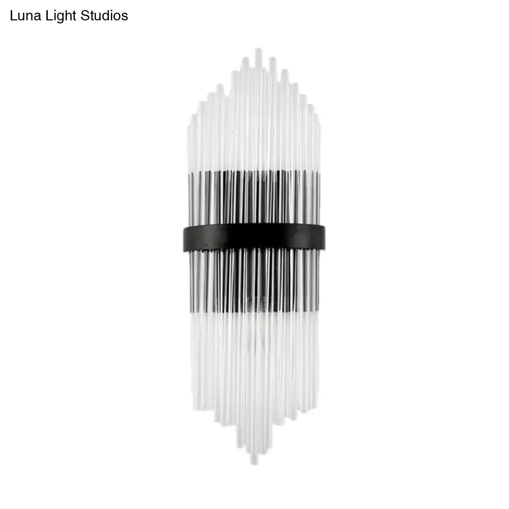 DecorBites™ Modern Clear Crystal Prism Wall Sconce Light with Metal Square Backplate in Black, 1/2-Pack