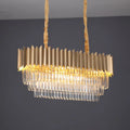 DecorBites™ Modern Clear Crystal Prisms Pendant Lamp - Oval Shape, 8 Heads, Gold Finish - for Dining Room and Kitchen Island Lighting