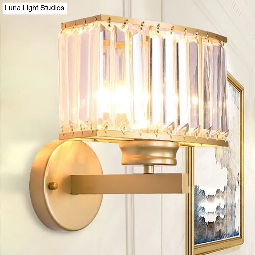 DecorBites™ Modern Clear Crystal Wall Lamp with Gold Finish - Perfect for Hallway Lighting