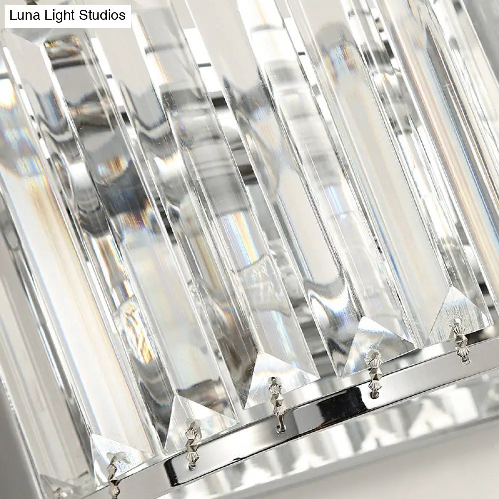 DecorBites™ Modern Clear Crystal Wall Mounted Light, 2-Bulb Chrome Finish Wall Lamp