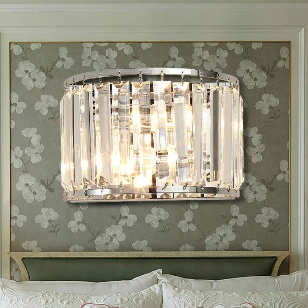 DecorBites™ Modern Clear Crystal Wall Mounted Light, 2-Bulb Chrome Finish Wall Lamp