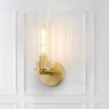 DecorBites™ Modern Clear Glass Brass Wall Sconce with Cylinder Design - Perfect for Bedside Lighting