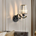 DecorBites™ Modern Clear Glass Conic Wall Lamp - 1/2-Bulb Black Sconce Lighting with Crystal Decor