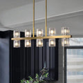 DecorBites™ Modern Clear Glass Cylinder Island Light Fixture - 10 Head Gold Suspension Pendant for Restaurants