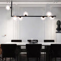 DecorBites™ Modern Clear Glass Island Lighting - 7-Light LED Pendant Lamp in Black with Right Angle Arm
