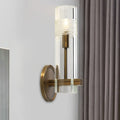 DecorBites™ Modern Clear Glass Sconce with Brass Metal Arm and 1 Bulb Wall Light Fixture