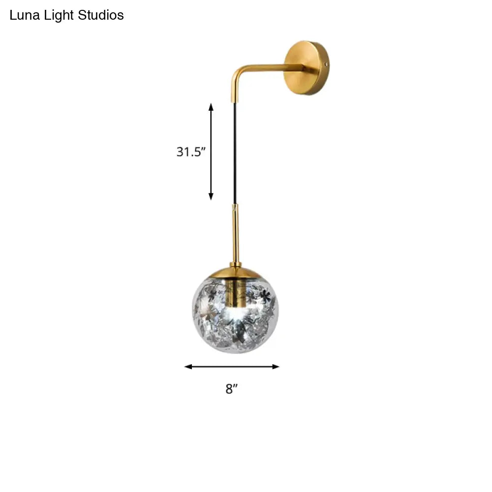 DecorBites™ Modern Clear Glass Wall Light with Flower Deco Cloth and Silver/Gold Finish