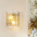 DecorBites™ Modern Clear Ripple Glass Wall Sconce with 2 Lights - Gold Finish
