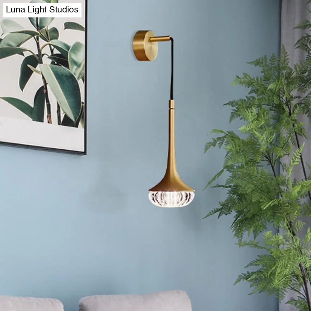 DecorBites™ Modern Clear Textured Glass Wall Sconce with Flared Design - 1 Bulb Wall Mount Lighting for Living Room