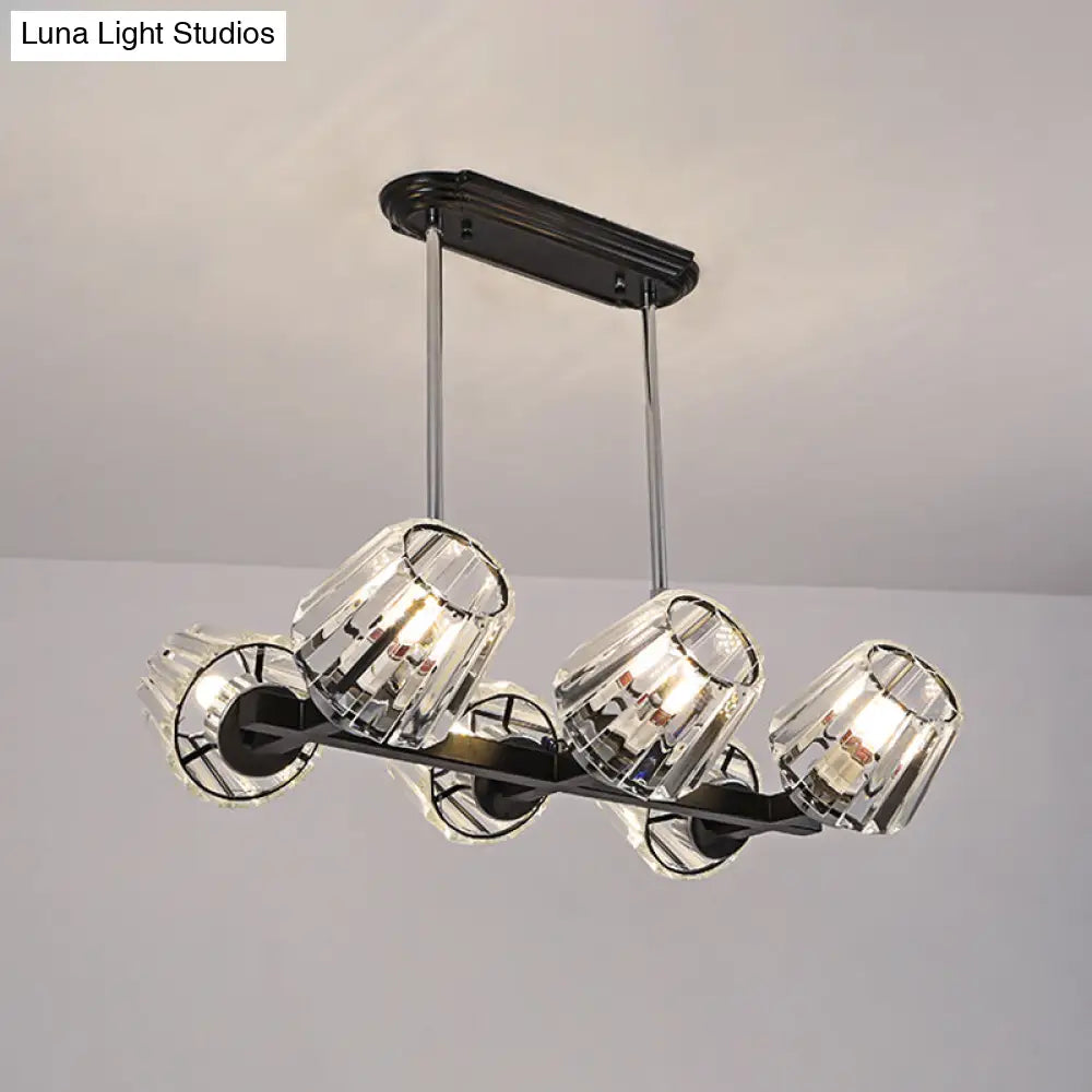DecorBites™ Modern Conic Hanging Light Kit with Crystal Block - 4/6 Lights - Black