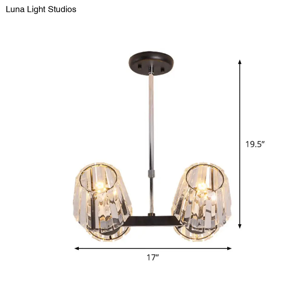 DecorBites™ Modern Conic Hanging Light Kit with Crystal Block - 4/6 Lights - Black
