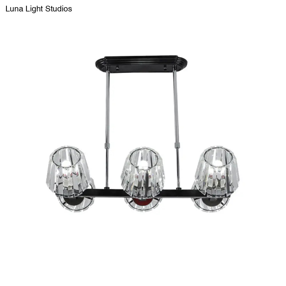 DecorBites™ Modern Conic Hanging Light Kit with Crystal Block - 4/6 Lights - Black