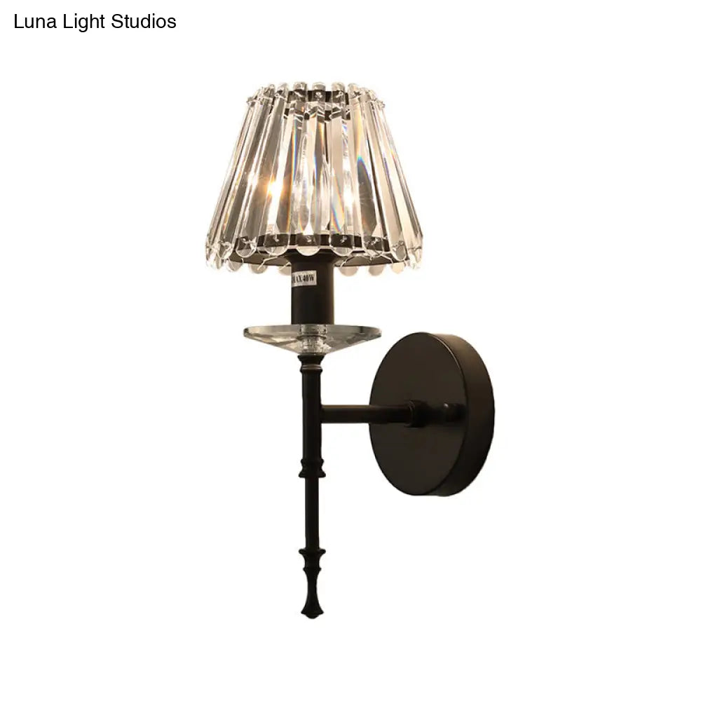 DecorBites™ Modern Conical Crystal Wall Light with Gold Finish - Stylish Lighting Fixture for Living Room