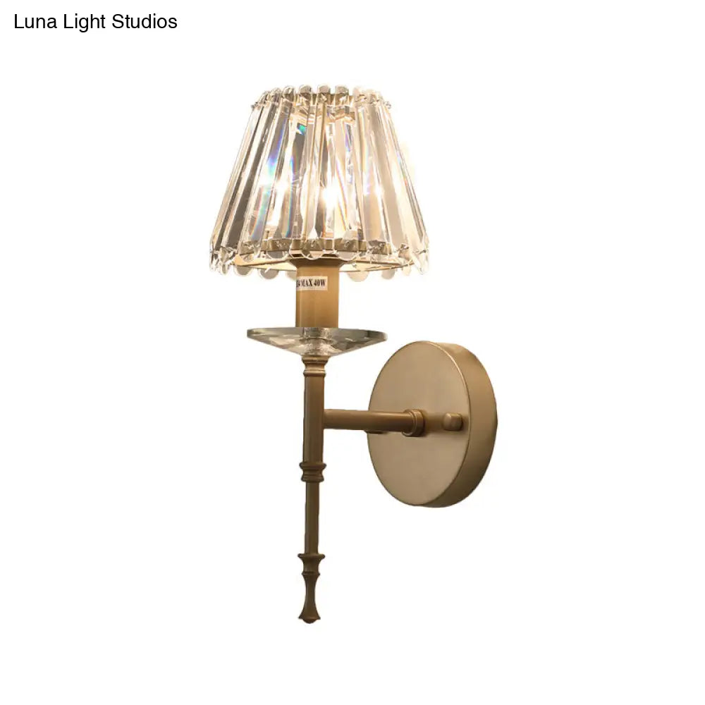 DecorBites™ Modern Conical Crystal Wall Light with Gold Finish - Stylish Lighting Fixture for Living Room