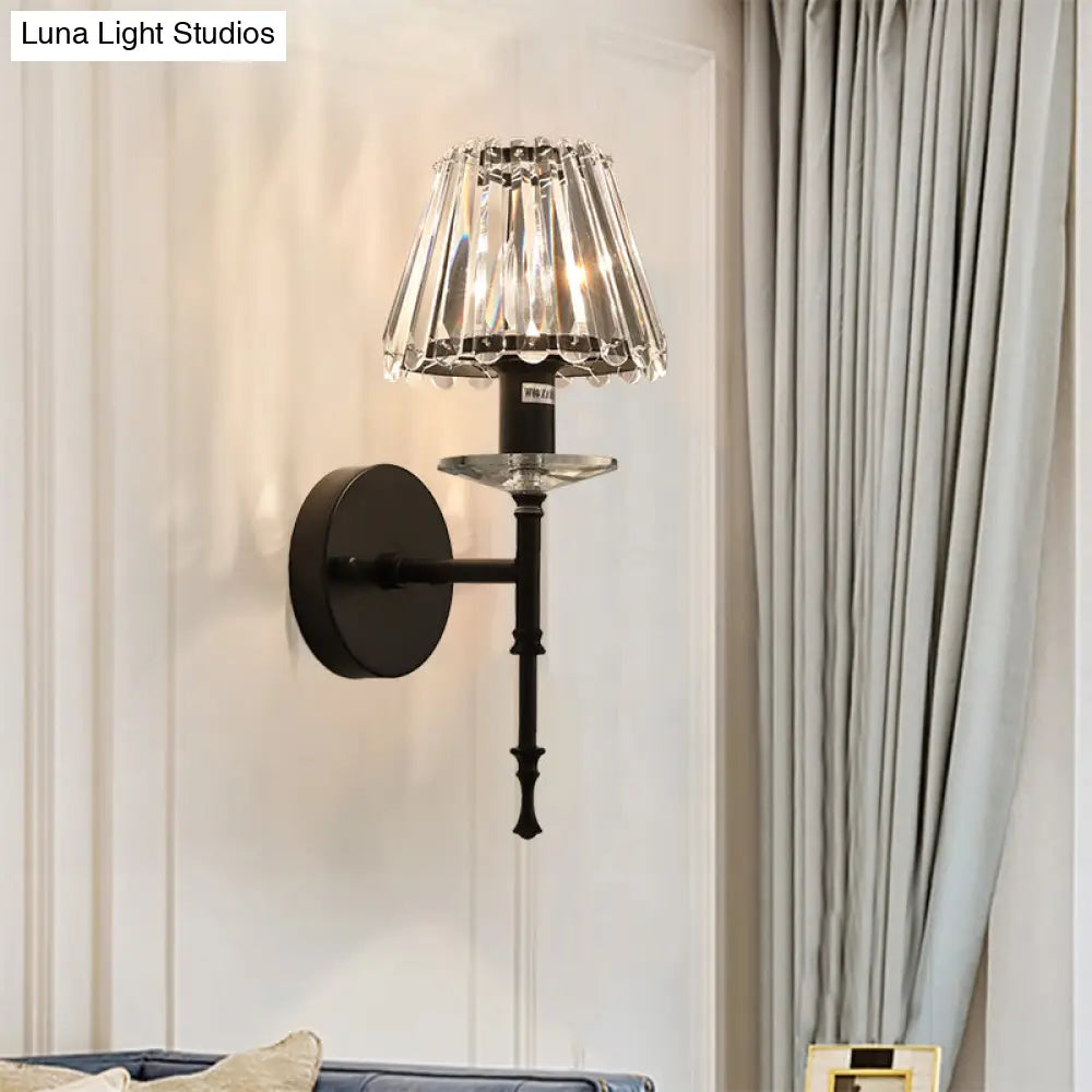 DecorBites™ Modern Conical Crystal Wall Light with Gold Finish - Stylish Lighting Fixture for Living Room