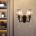 DecorBites™ Modern Conical Crystal Wall Sconce with Black and Gold 2-Light for Living Room