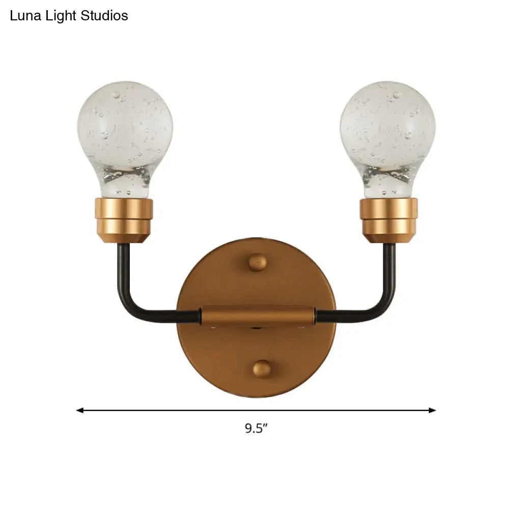 DecorBites™ Modern Crystal 2-Light Brass Wall Light - Bulb Shaped Sconce Lamp for Bedroom & Living Room, Warm/White Light