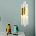DecorBites™ Modern Crystal Brass Flute Wall Mount Sconce Light Fixture for Living Room - 3 Lights