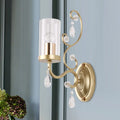 DecorBites™ Modern Crystal Brass Sconce Wall Light with Clear Glass Cylinder Shade