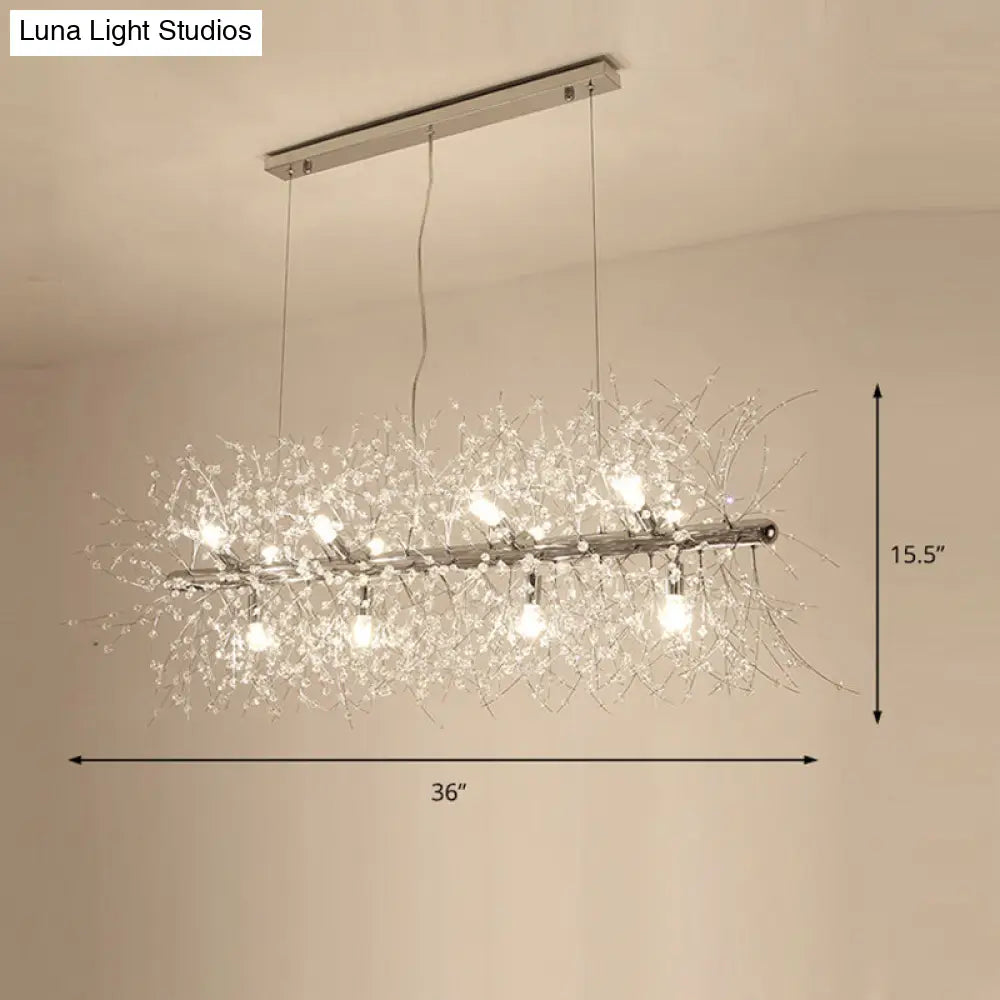 DecorBites™ Modern Crystal Flower Island Pendant Ceiling Lamp for Kitchen (9/12-Head, Chrome/Gold)
