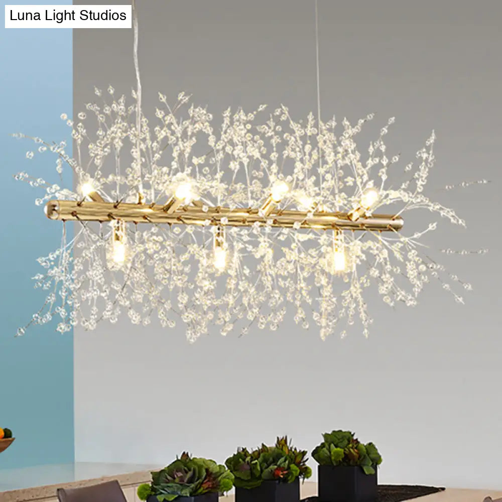 DecorBites™ Modern Crystal Flower Island Pendant Ceiling Lamp for Kitchen (9/12-Head, Chrome/Gold)