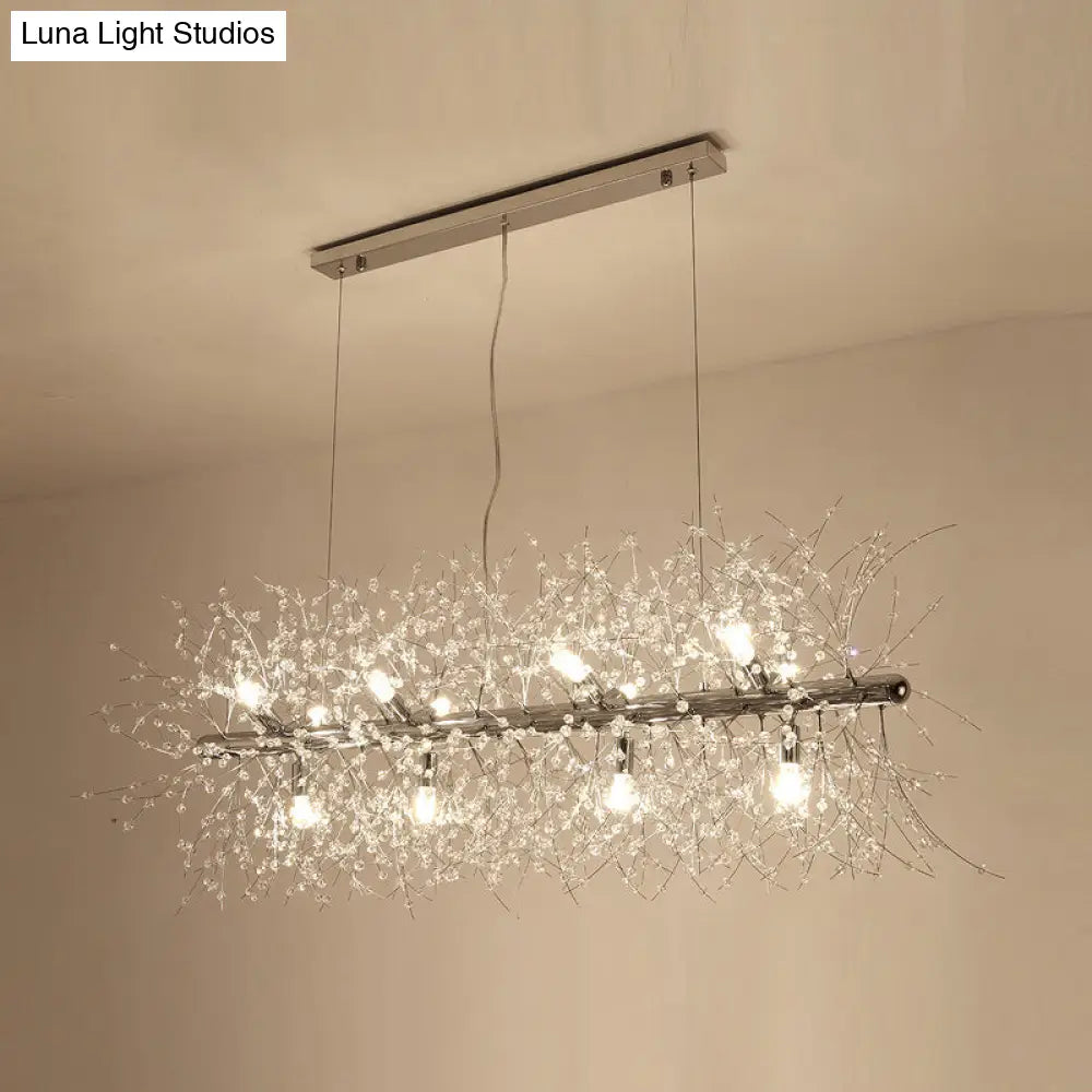 DecorBites™ Modern Crystal Flower Island Pendant Ceiling Lamp for Kitchen (9/12-Head, Chrome/Gold)