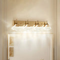 DecorBites™ Modern Crystal Gold Vanity Light with Ginkgo Design - Wall Mounted Bathroom Lamp with 4 Bulbs