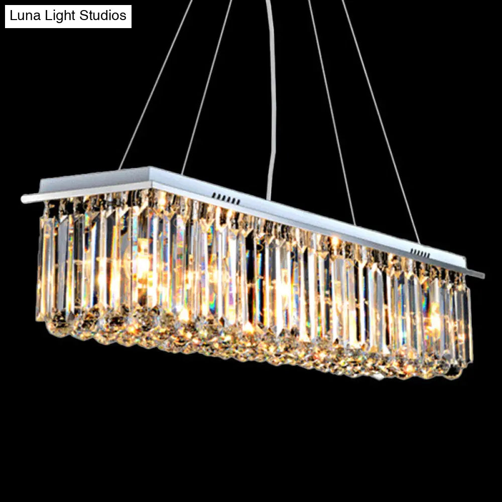 DecorBites™ Modern Crystal Pendant Island Lamp with Rectangle Shape, 4/5/6 Lights, Stainless Steel - Ideal for Restaurants