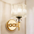 DecorBites™ Modern Crystal Shade Wall Light: 1-Light Gold Cylinder Sconce Fixture