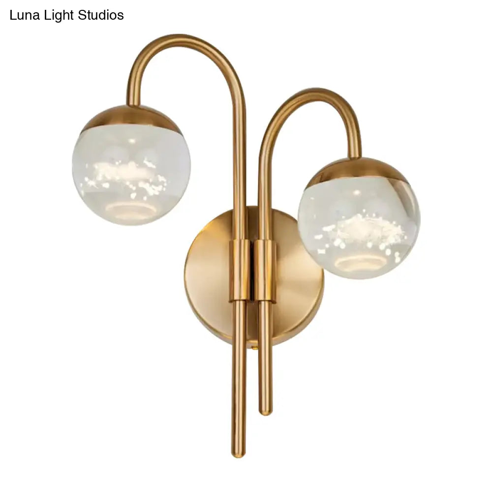 DecorBites™ Modern Crystal Spherical Wall Sconce with Gold Finish for Great Room Lighting