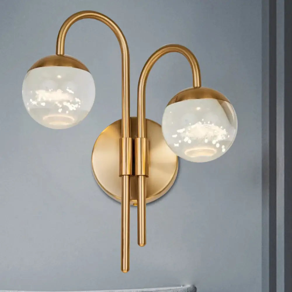 DecorBites™ Modern Crystal Spherical Wall Sconce with Gold Finish for Great Room Lighting