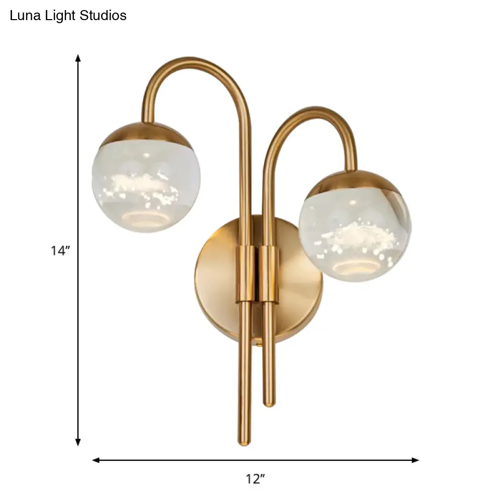 DecorBites™ Modern Crystal Spherical Wall Sconce with Gold Finish for Great Room Lighting