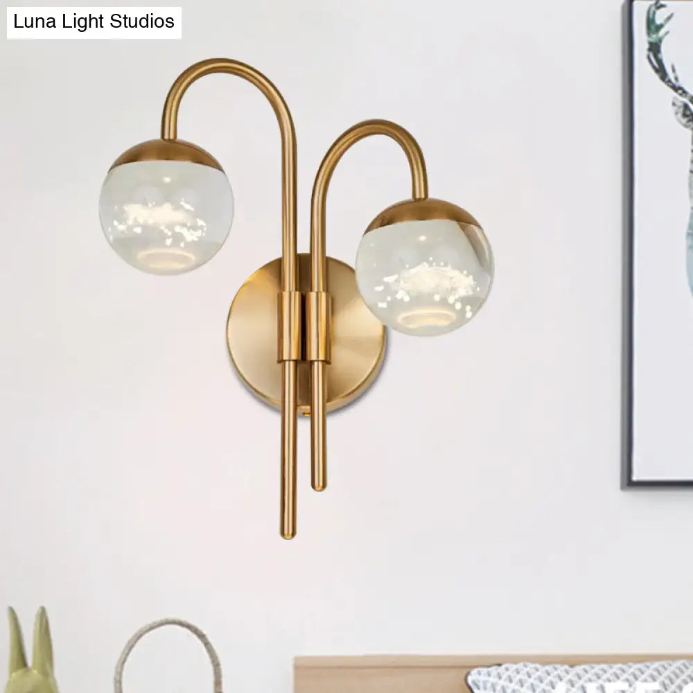 DecorBites™ Modern Crystal Spherical Wall Sconce with Gold Finish for Great Room Lighting