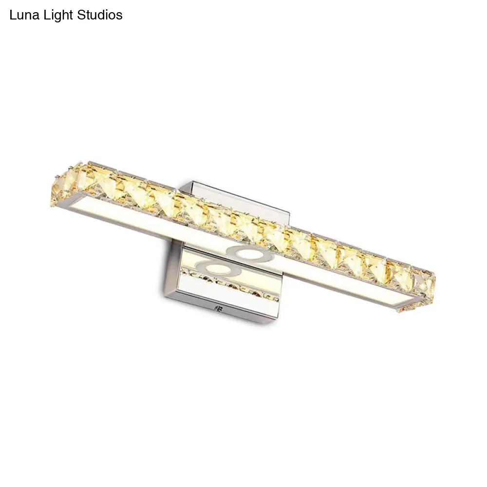 DecorBites™ Modern Crystal Vanity Light: Silver/Champagne Linear Wall Sconce with 1 Light in Warm/White for Bathroom