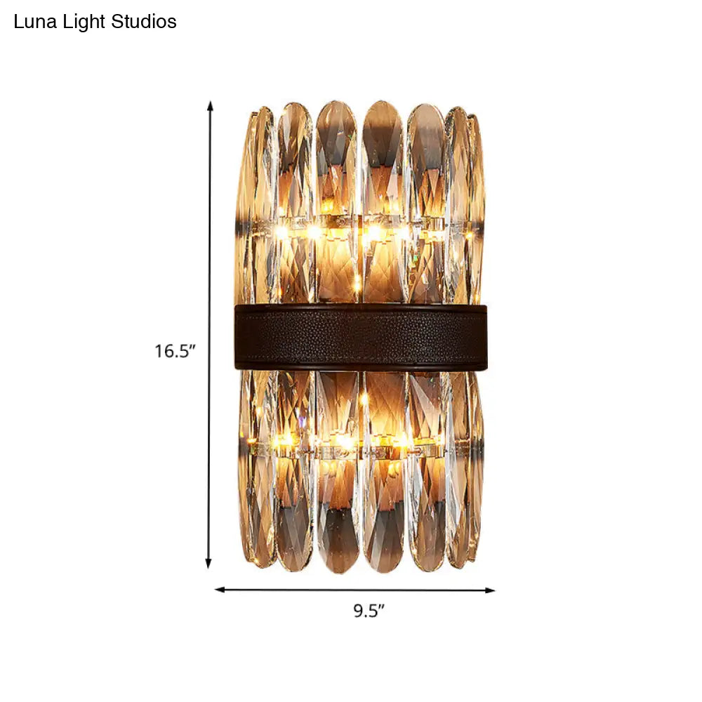 DecorBites™ Modern Crystal Wall Sconce Light - Black Cylinder Block Fixture (2/4 Lights)