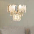 DecorBites™ Modern Crystal Wall Sconce with Tapered Design, Golden Accents, and Acrylic Leaves