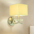 DecorBites™ Modern Cube Bedside Wall Lamp - Fabric Single Light Sconce in Grey/Black with Crystal Accent
