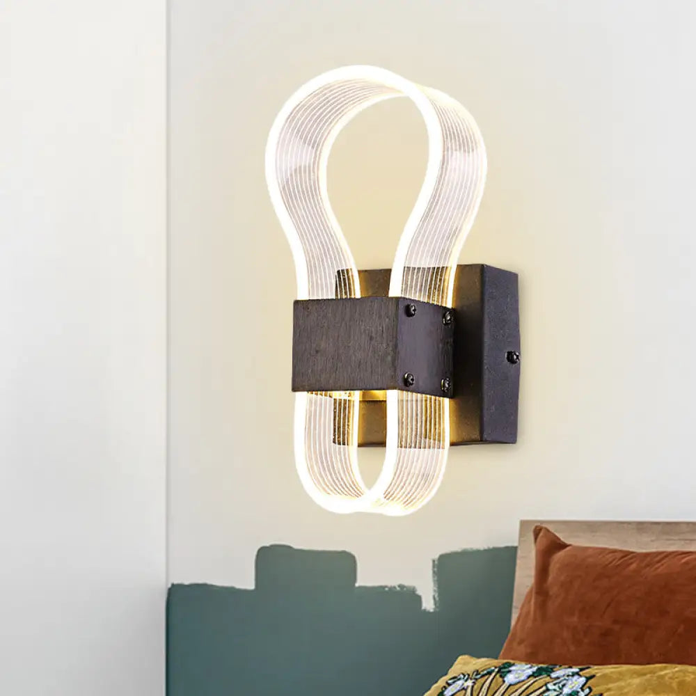 DecorBites™ Modern Cuboid Metal LED Wall Lamp with Arc Ring Acrylic Shade in Black – White/Warm Light