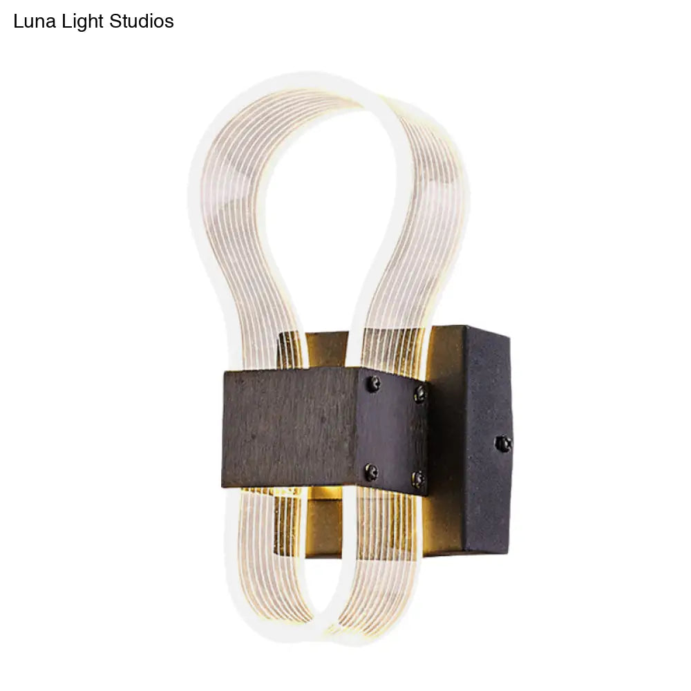 DecorBites™ Modern Cuboid Metal LED Wall Lamp with Arc Ring Acrylic Shade in Black – White/Warm Light