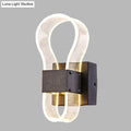 DecorBites™ Modern Cuboid Metal LED Wall Lamp with Arc Ring Acrylic Shade in Black – White/Warm Light