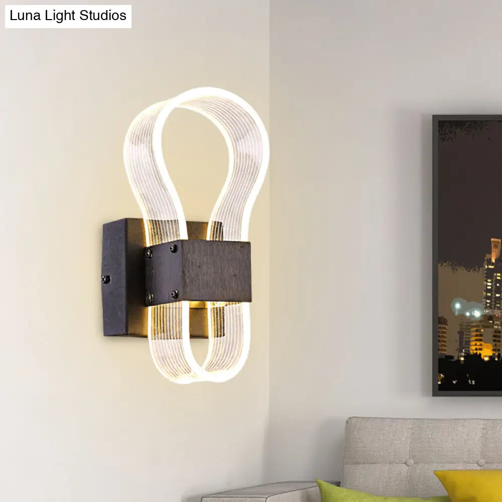 DecorBites™ Modern Cuboid Metal LED Wall Lamp with Arc Ring Acrylic Shade in Black – White/Warm Light