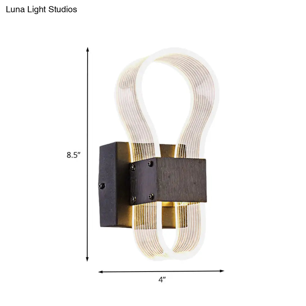 DecorBites™ Modern Cuboid Metal LED Wall Lamp with Arc Ring Acrylic Shade in Black – White/Warm Light