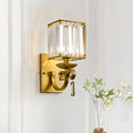 DecorBites™ Modern Cuboid Wall Light Sconce with Crystal Block, 1-Bulb Brass Fixture