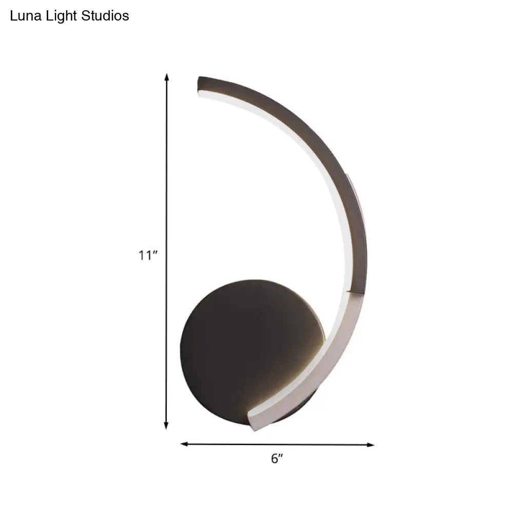 DecorBites™ Modern Curved Line LED Wall Mounted Sconce in Black, White, Warm Light - Acrylic Lamp Fixture for Living Room