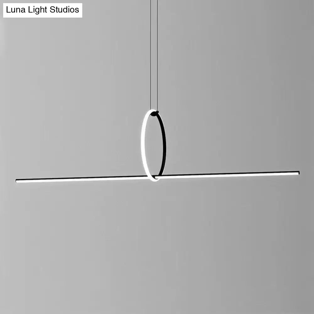 DecorBites™ Modern Designer Line Art Pendant Ceiling Light with LED Island Lighting for Dining Room, Black Metallic Finish