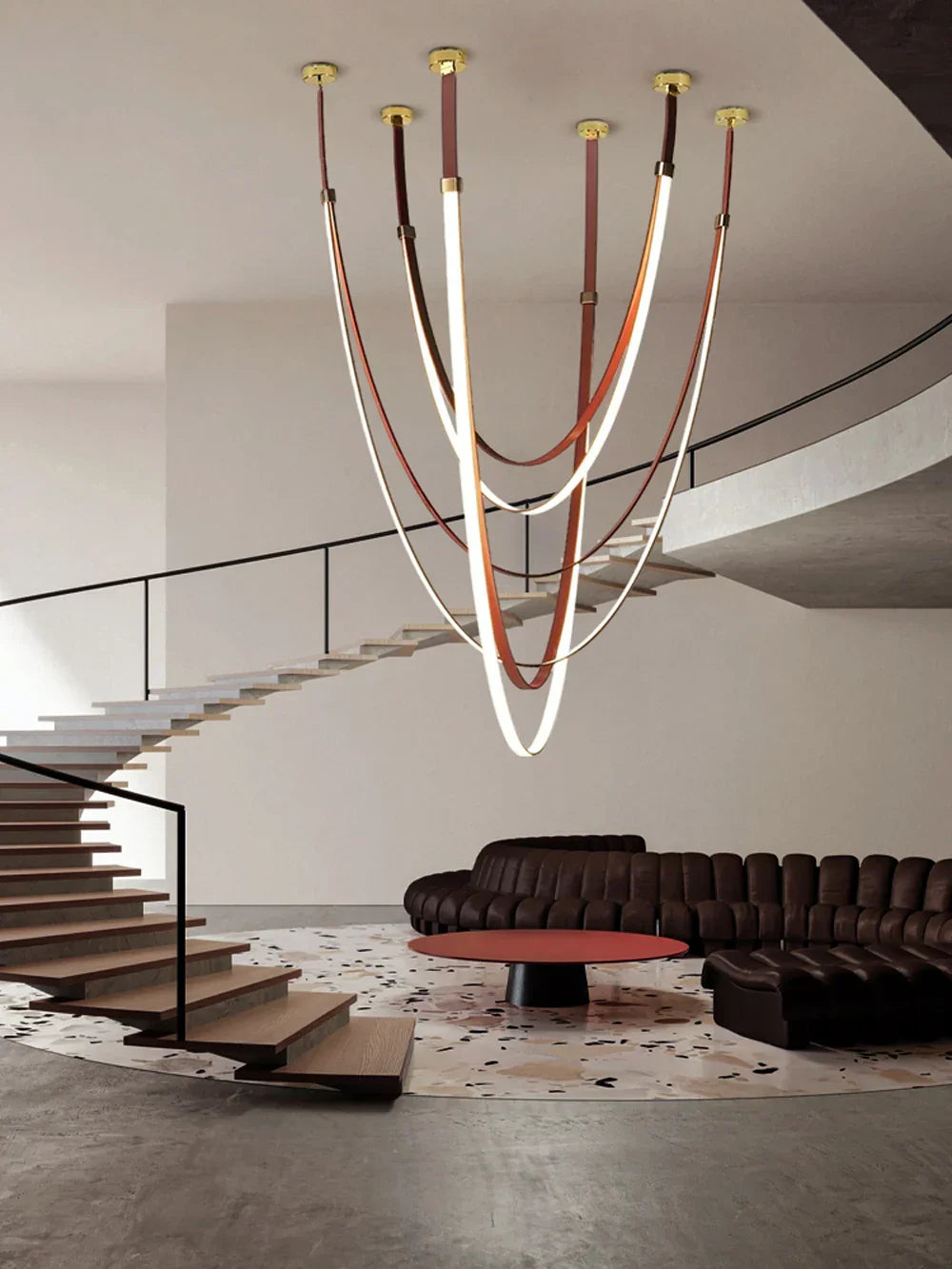 DecorBites™ Modern DIY Leather Belt LED Chandelier